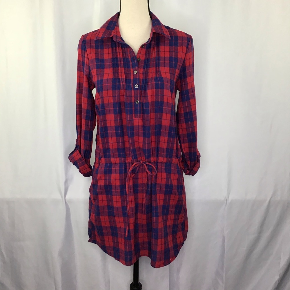 Alya Plaid Flannel Shirt Dress Size Small